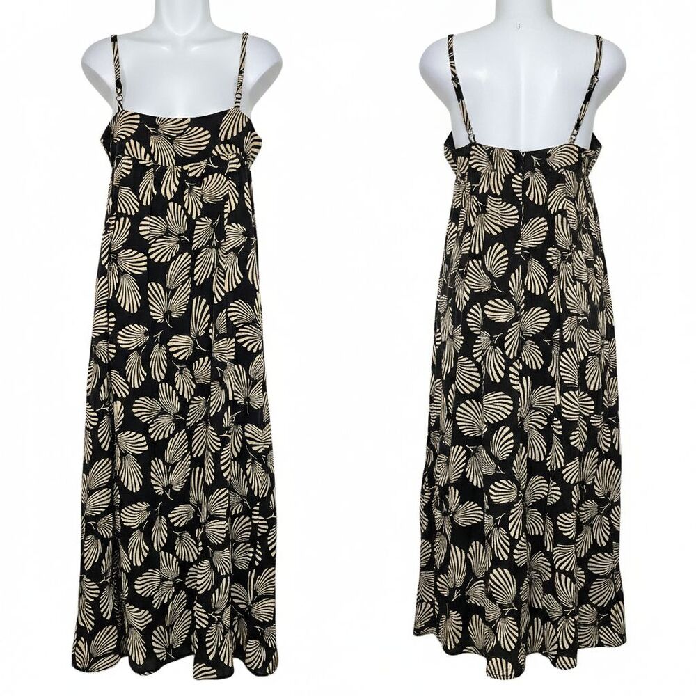 Ted Baker 100% Silk Dress Womens Size 2 Black Botanical Tropical Hawaiian Boho - Picture 2 of 14
